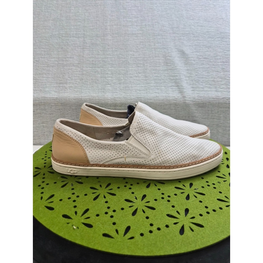 UGG Adley 1019690 Women US 10 Casual Shoes Bone White Perforated Leather Sneaker